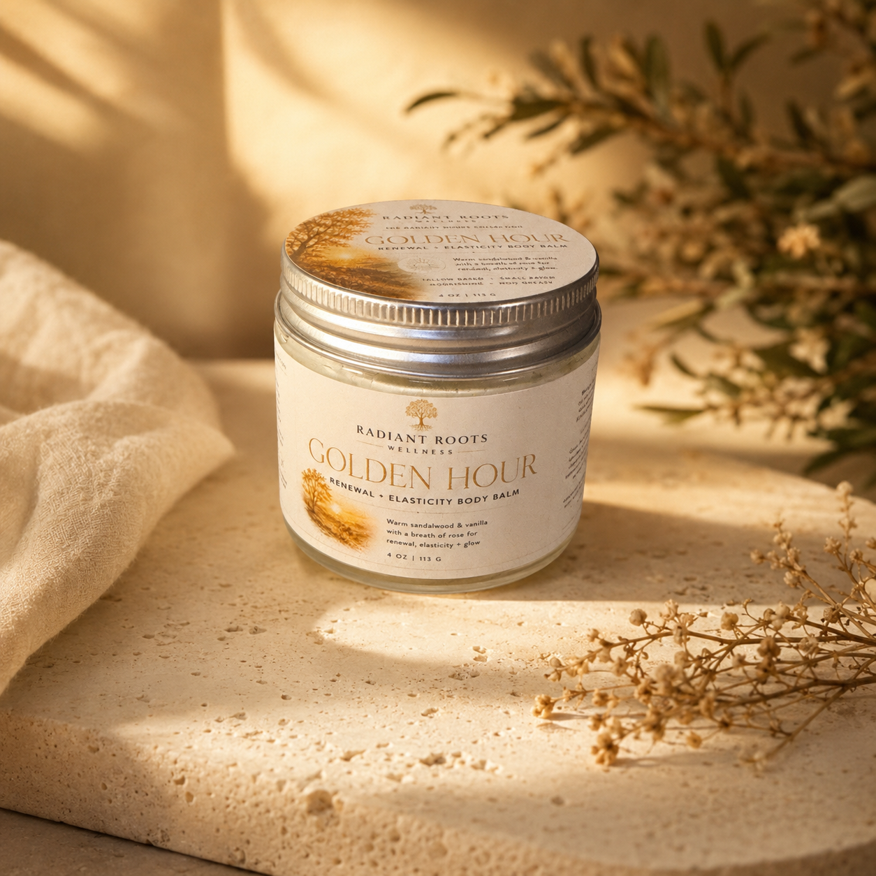 Golden Hour Body Balm — close-up showing soft golden whipped tallow texture