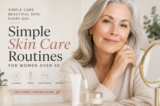 A minimal three-step skincare ritual for women over 50 — cleanse, signal, seal with tallow balm and botanical serum