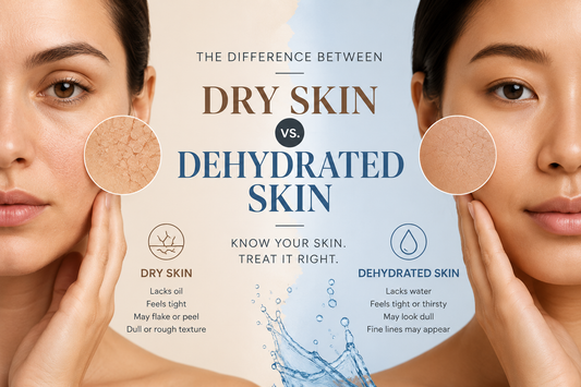 Dry skin versus dehydrated skin explained — missing oils versus missing water and which products help each