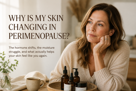 Natural skincare for perimenopausal skin — Radiant Roots tallow balm and botanical serum for changing complexion