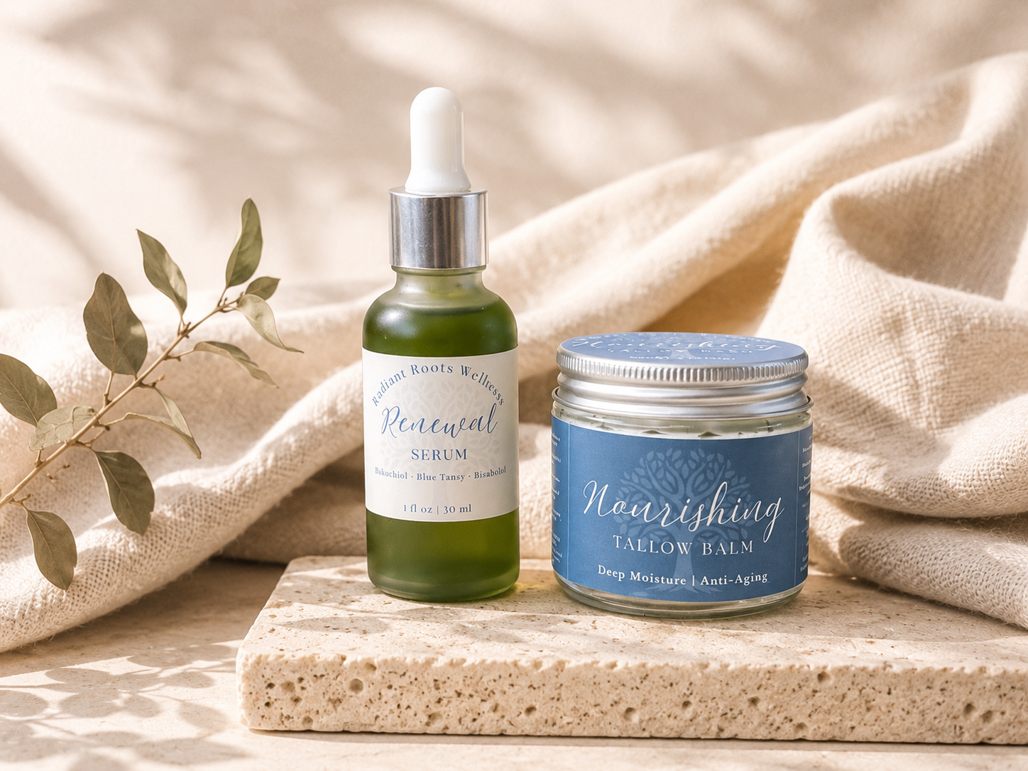 The Radiant Ritual Essentials — Nourishing Tallow Balm + Radiant Renewal Serum bundle for mature perimenopausal skin | Radiant Roots