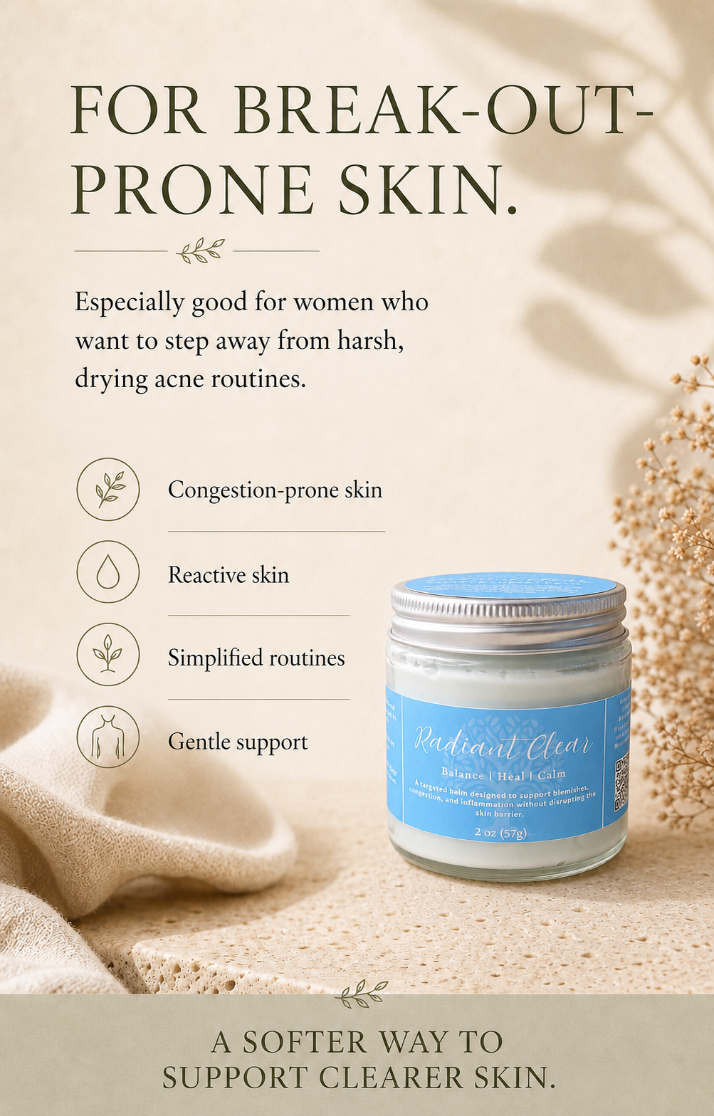 Radiant Clear | Tallow and Botanical Balm for break-out prone skin