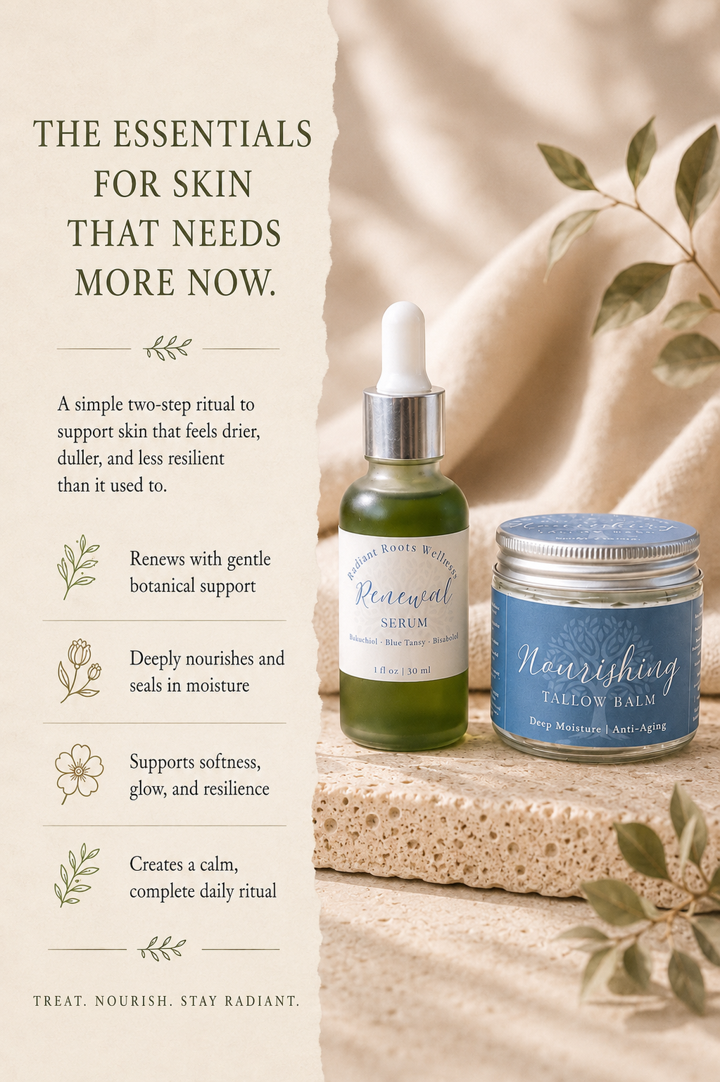 The Radiant Ritual Essentials Nourishing Tallow  + Radiant Renewal Serum