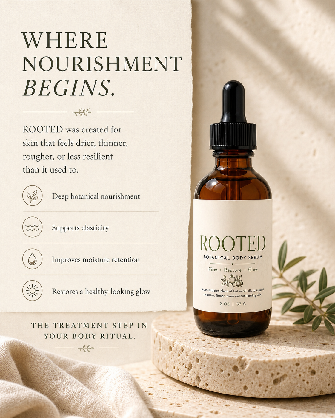 Rooted Body Serum — ingredient spotlight, squalane, rosehip, tamanu, frankincense