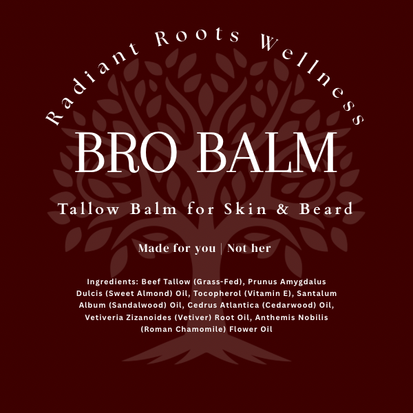 Bro Balm — Radiant Roots Wellness label detail