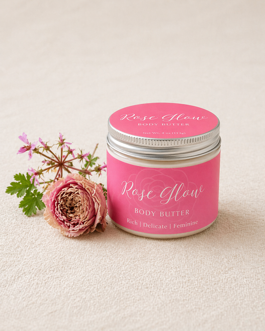 Rose Glow Body Butter jar — whipped tallow body butter by Radiant Roots Wellness