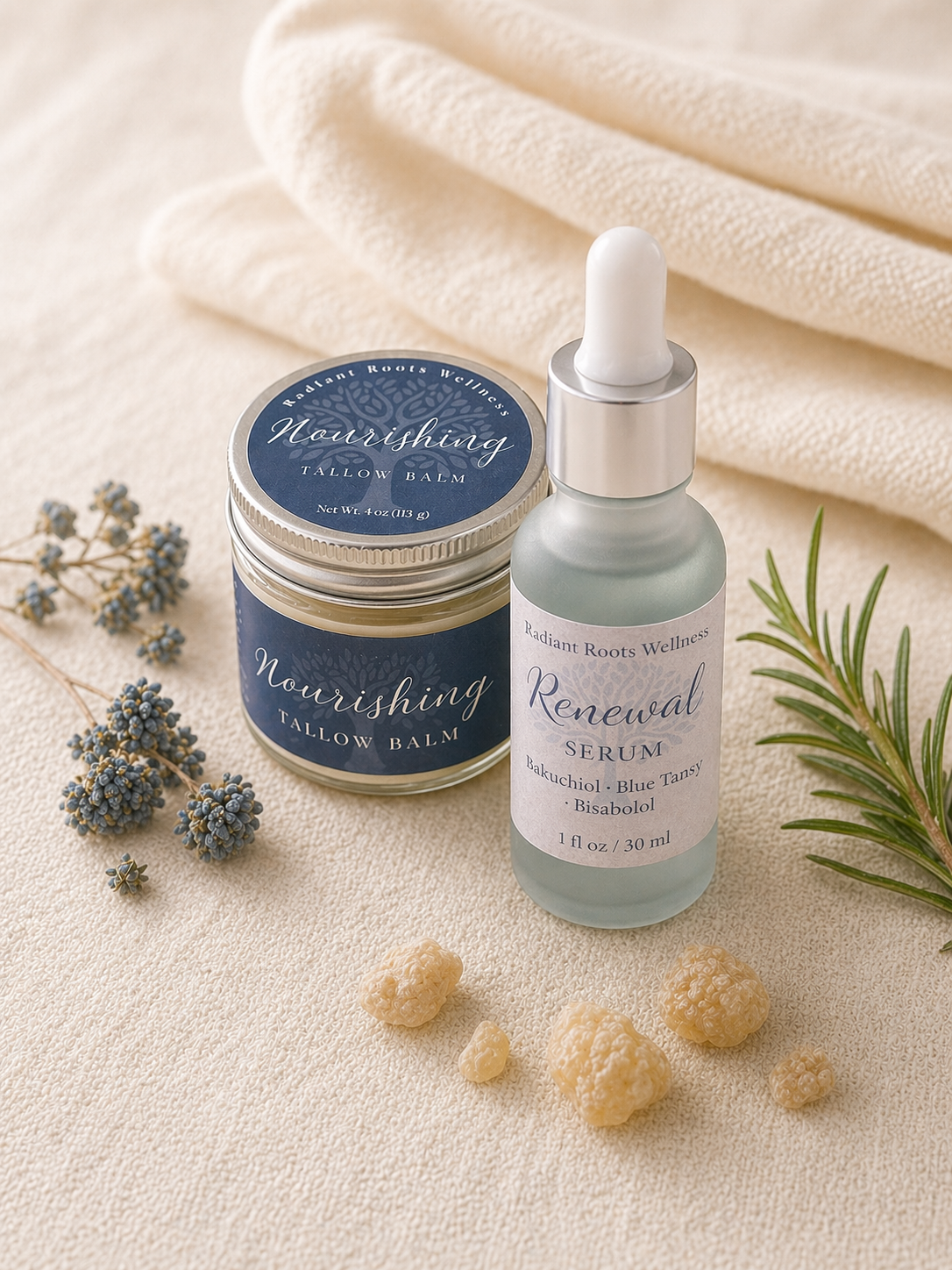 Radiant Ritual Essentials bundle — Nourishing Tallow Balm and Radiant Renewal Serum