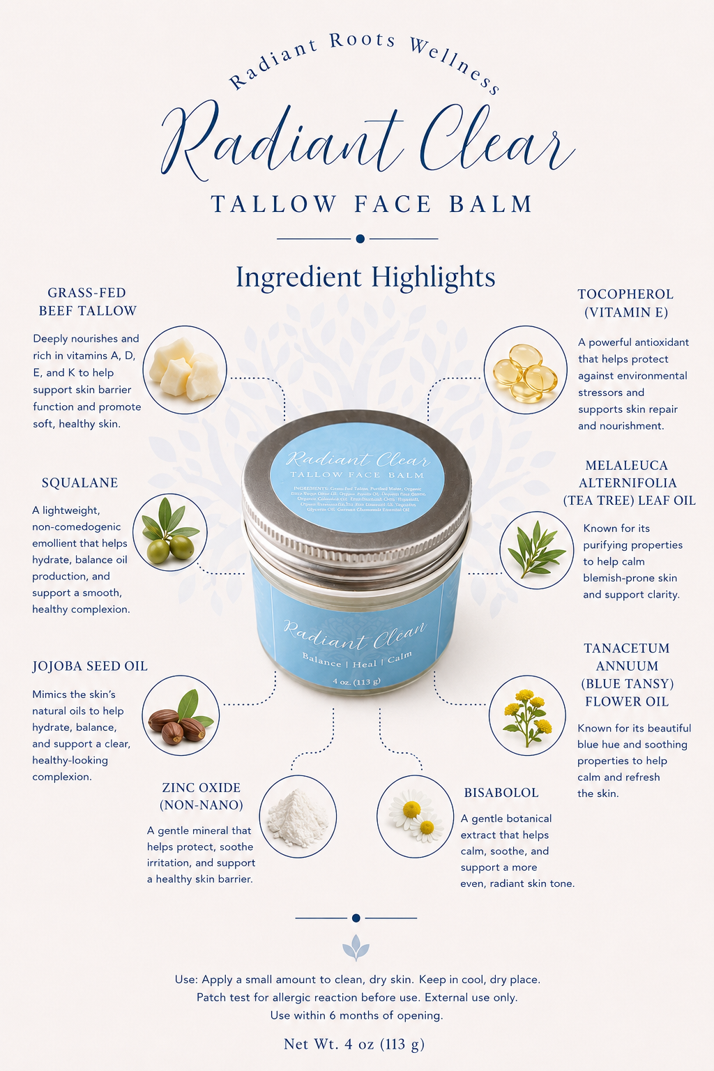 Radiant Clear — close-up of sky-blue tea tree balm