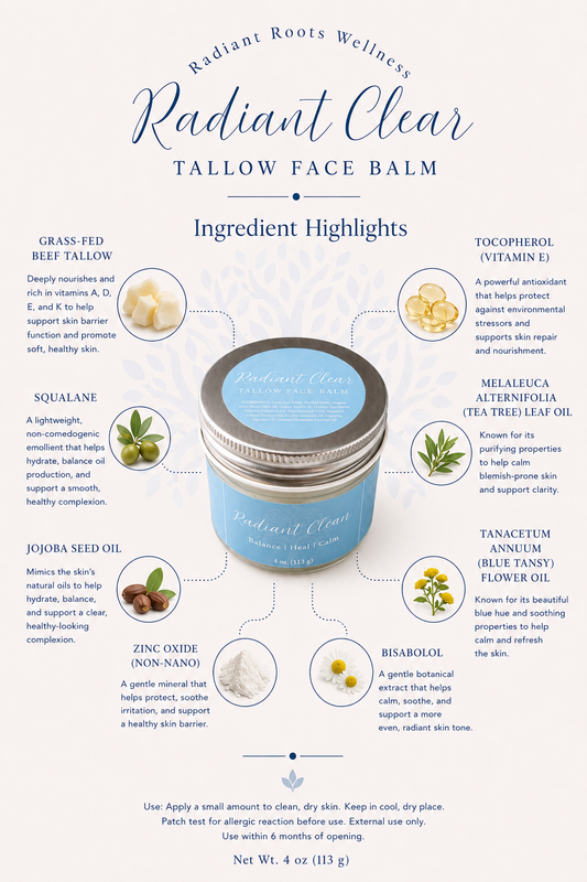 Radiant Clear — close-up of sky-blue tea tree balm